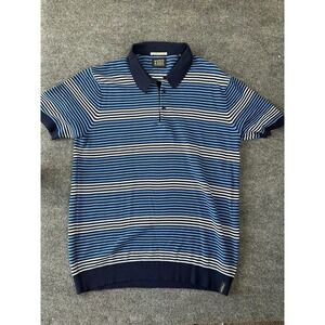 $128 Scotch & Soda Blue River Flow Structured Stripe Knitted Polo Shirt Mens 2XL